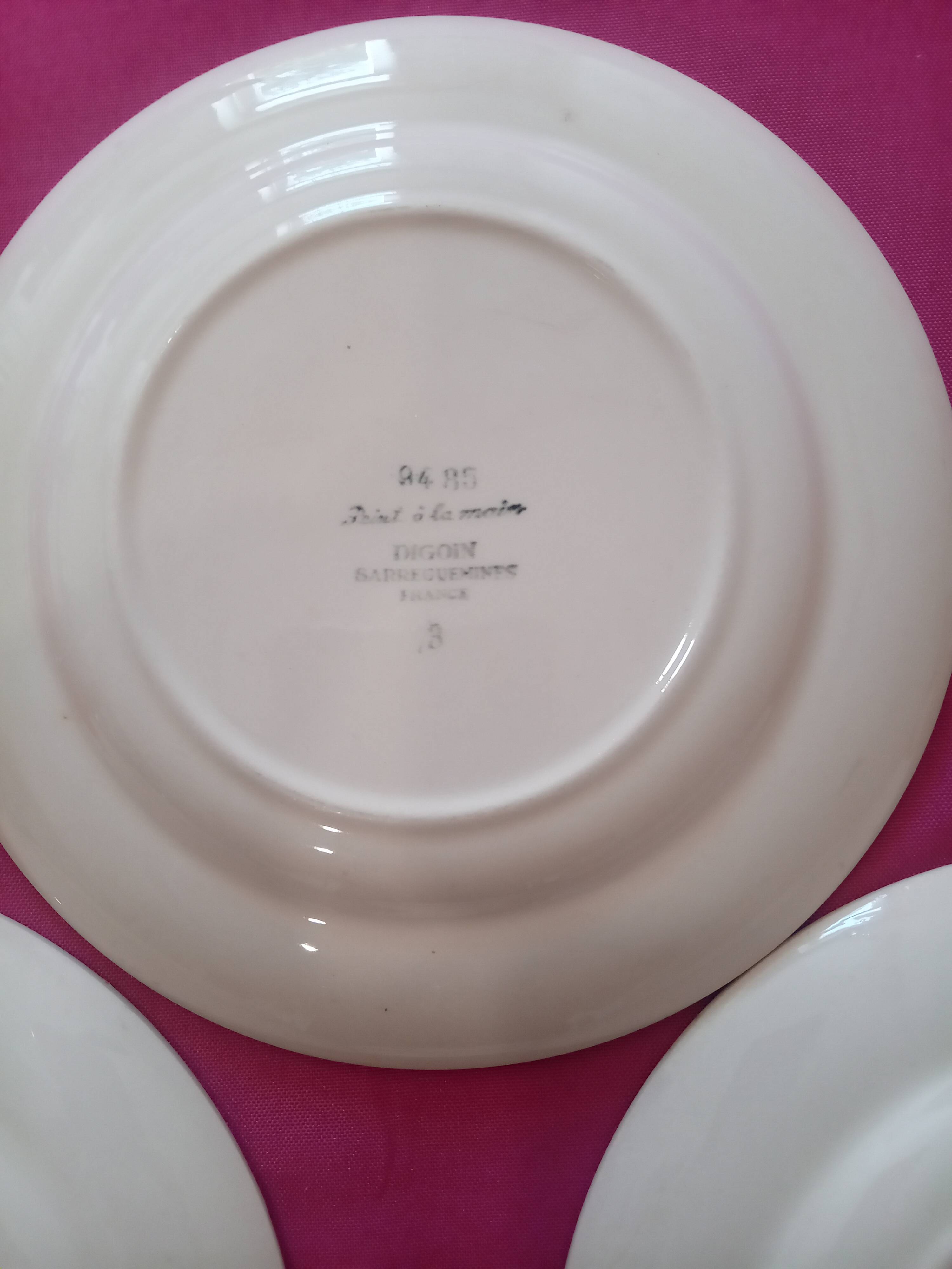 Set of 5 Digoin Sarreguemines dessert plates