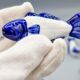 Set of 11 vintage blue and white porcelain fish knife rests.