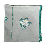 Hand embroidered linen tablecloth