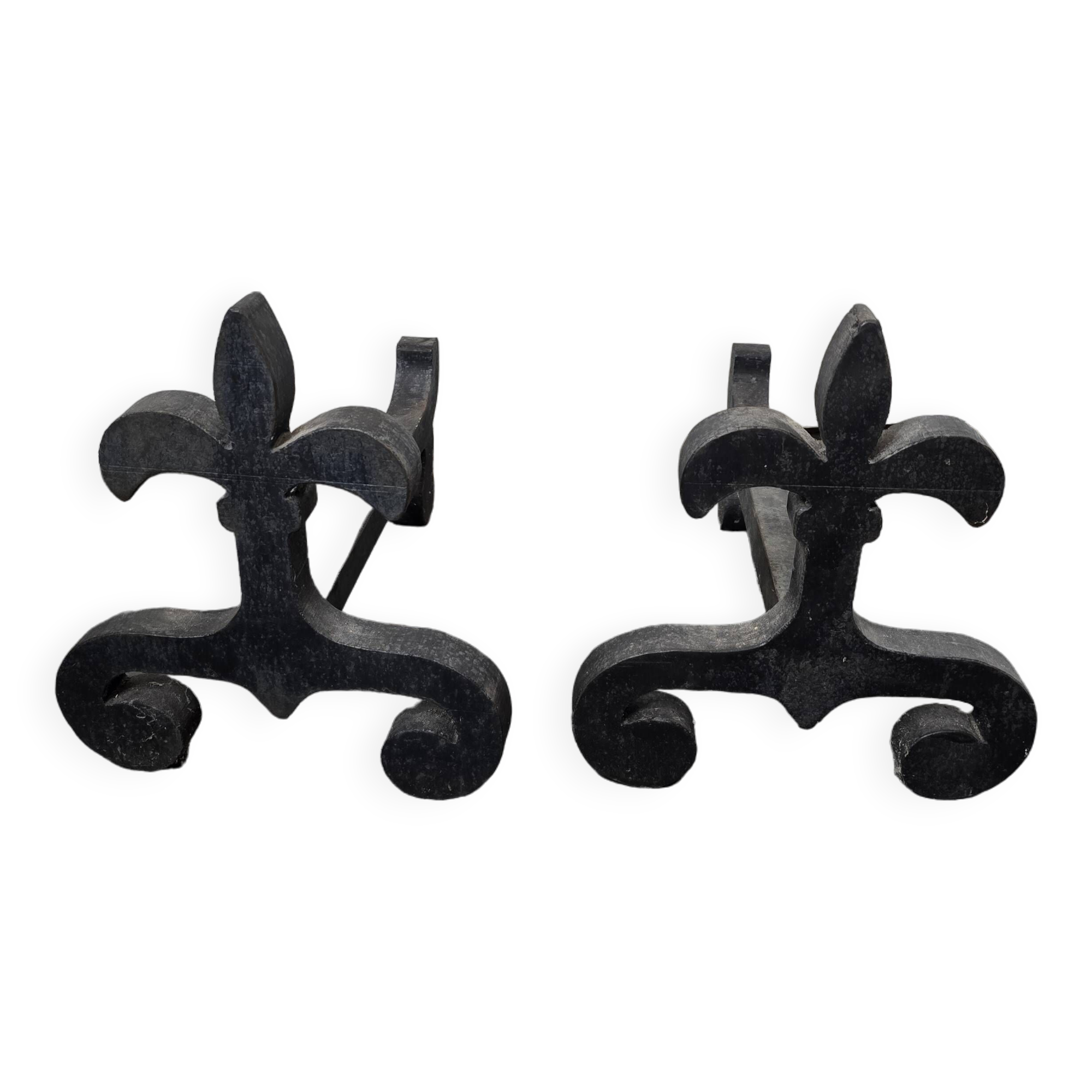 Pair of wrought iron andirons