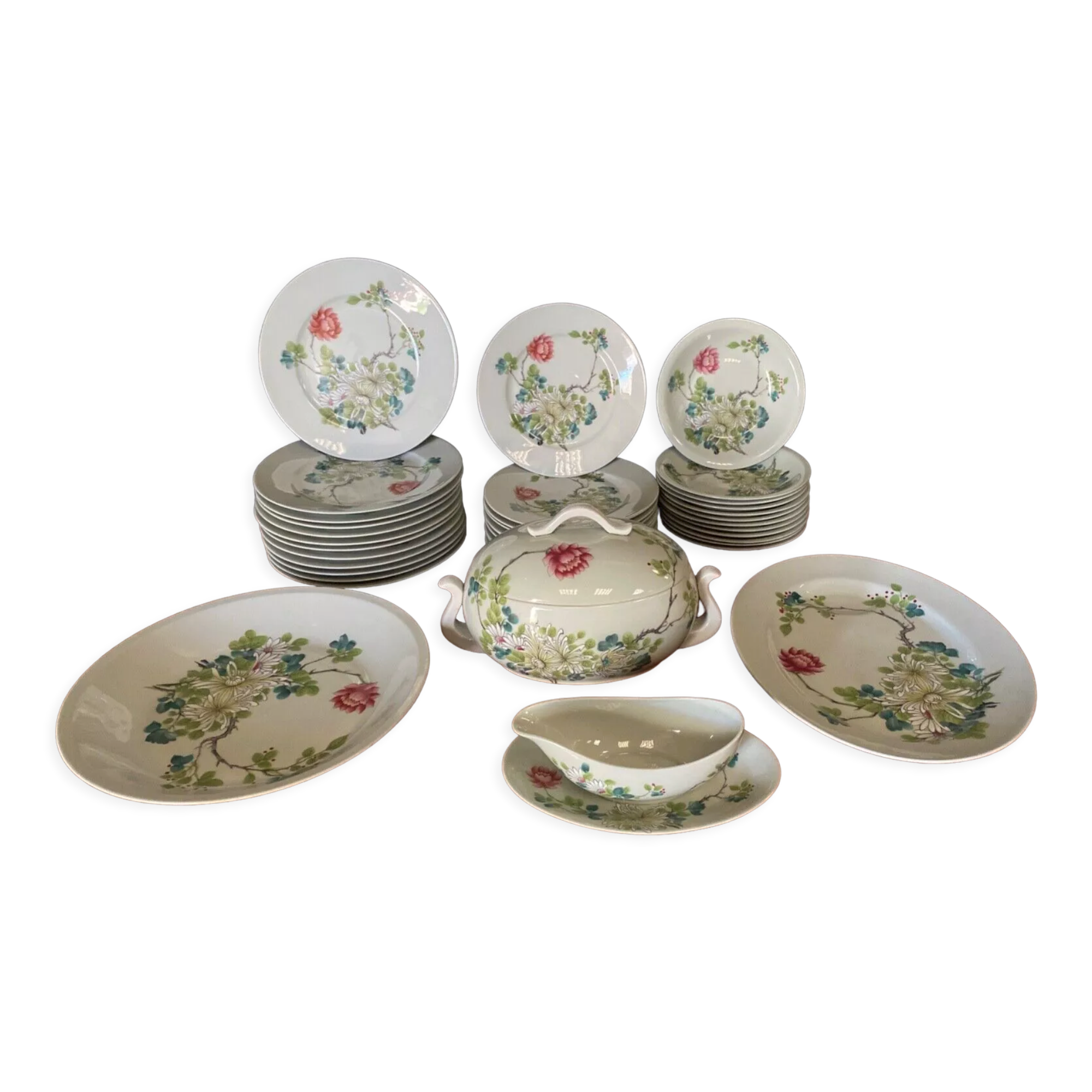 Service 39 pieces haviland limoges sin hai decor floral