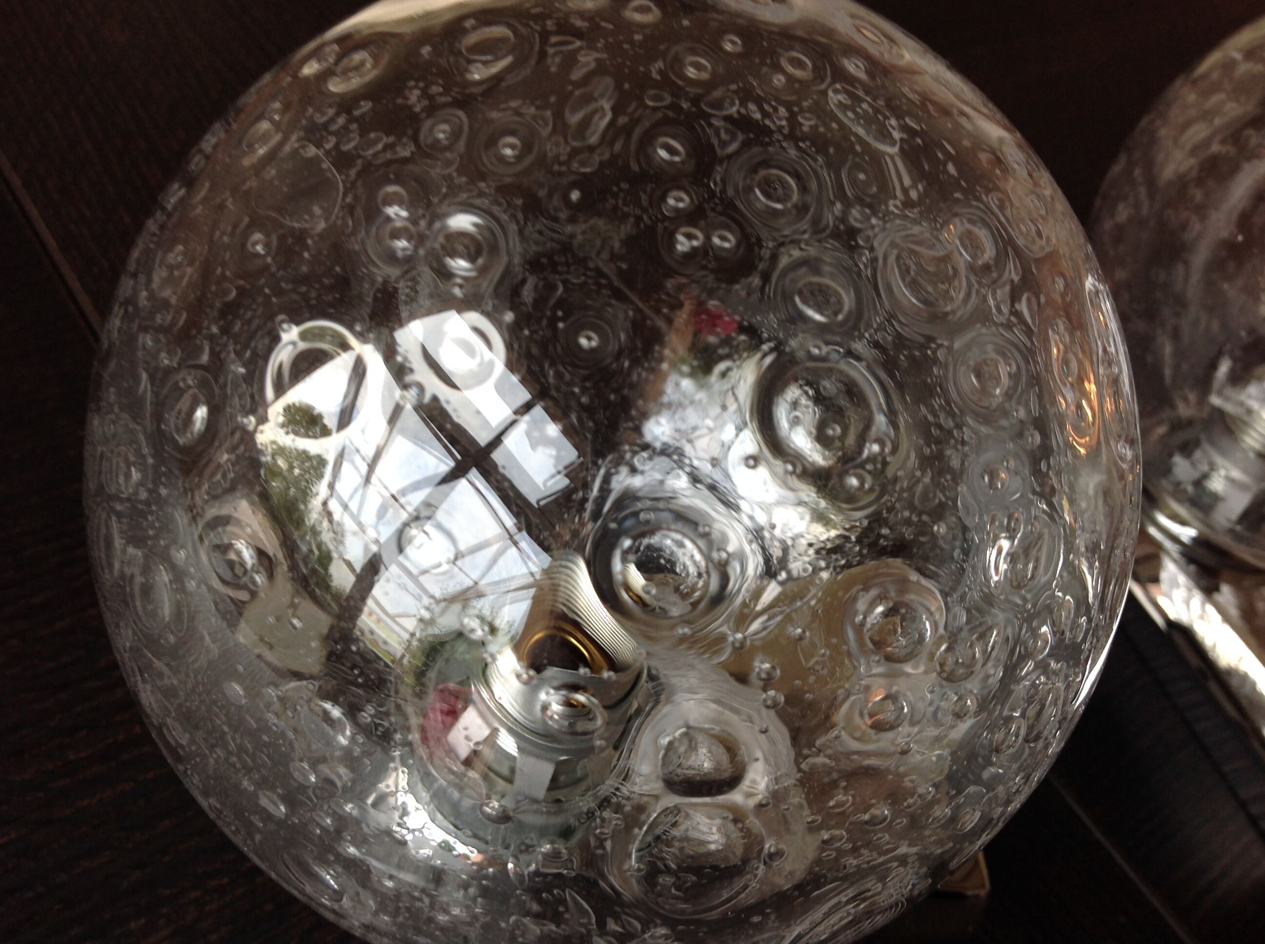 Pair of chrome sconces and crystal globe bubbled by Keuco / vintage 70s