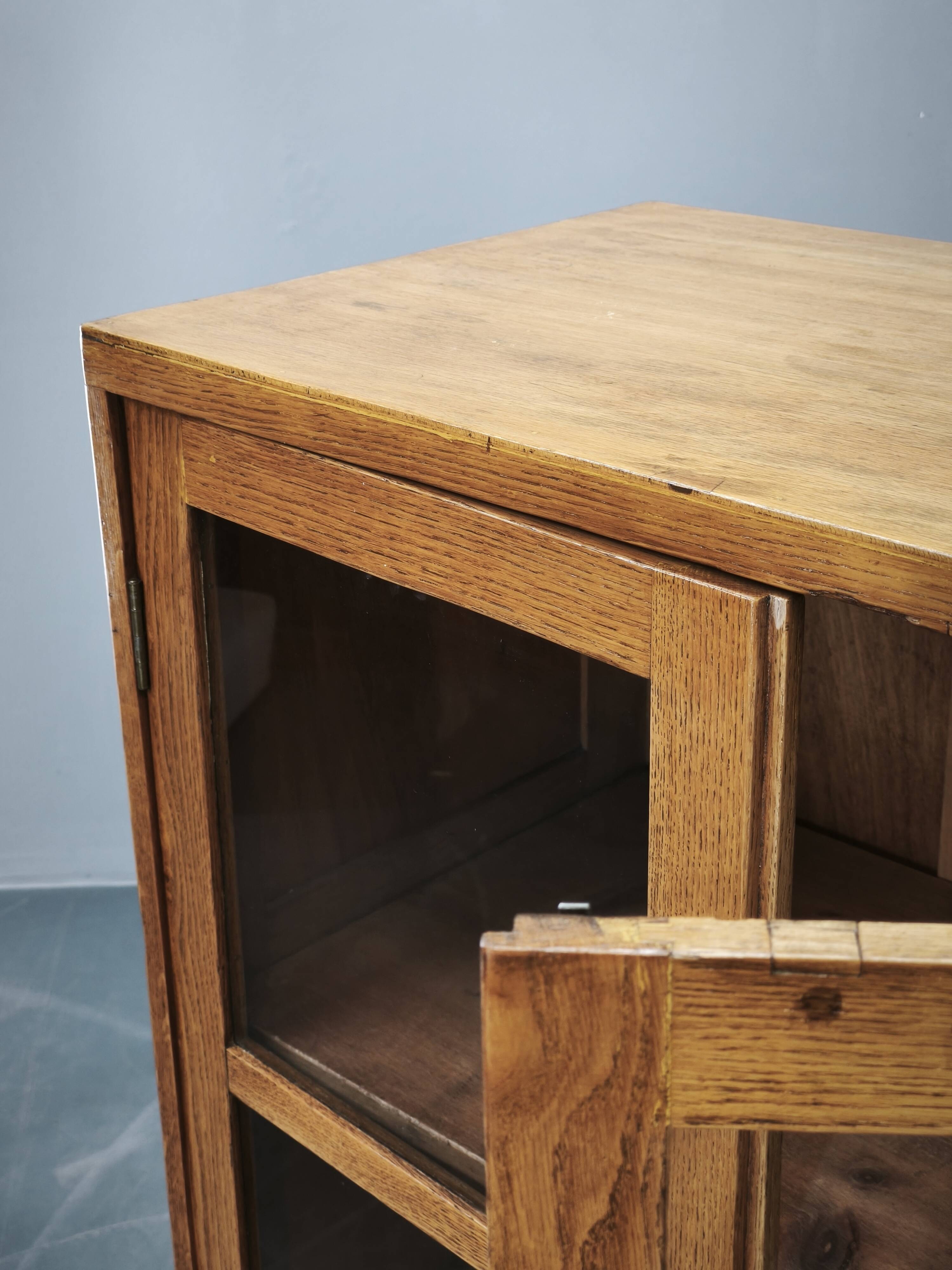 1930s Czech Oak Glass Bookcase from a Baťa Factory
