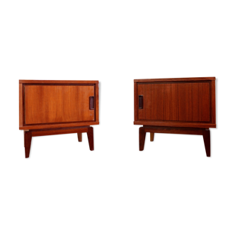 Duo of teak night tables