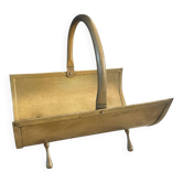 Log holder basket in solid brass signed by Pierre Vergnes, F