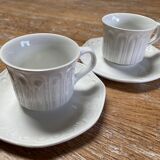 Set of 2 Spanish White Alfar Etrusco Cups and Saucers