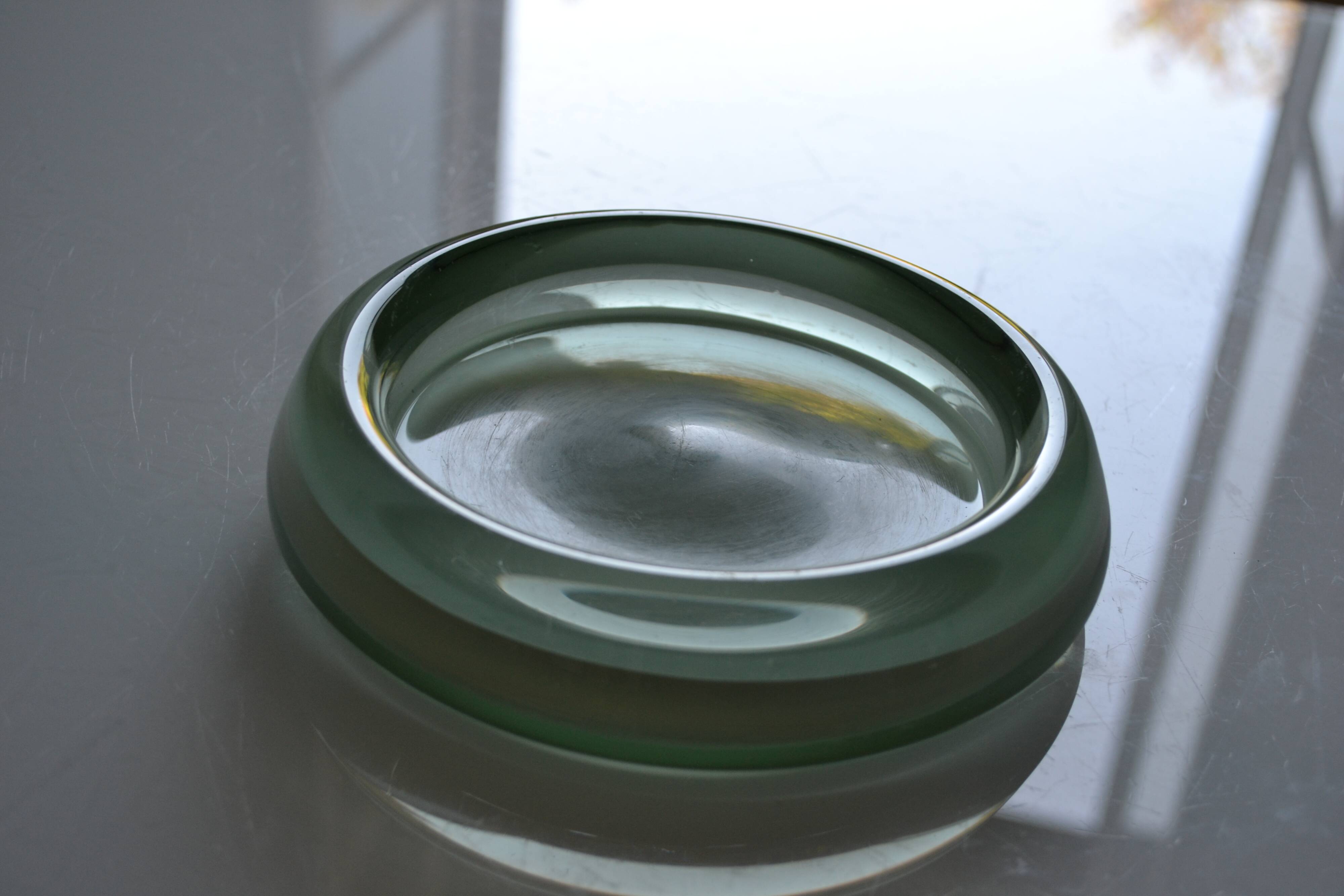 60's pocket tray Murano glass light green Italy