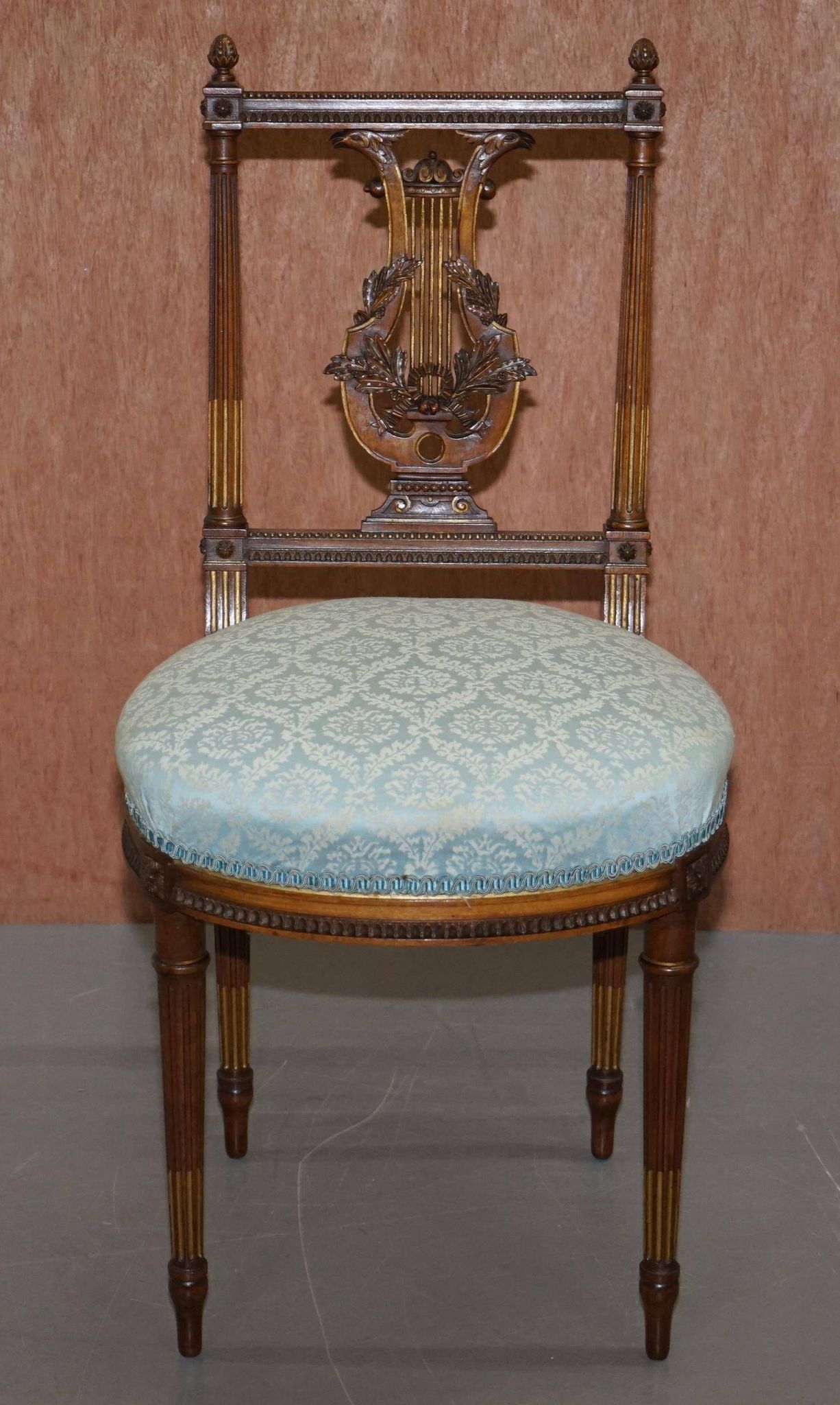 Pair of Carved Golden Wood Accent Chairs