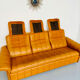 Ancien Canapé 3 places De Sede en cuir épais cognac design années 70