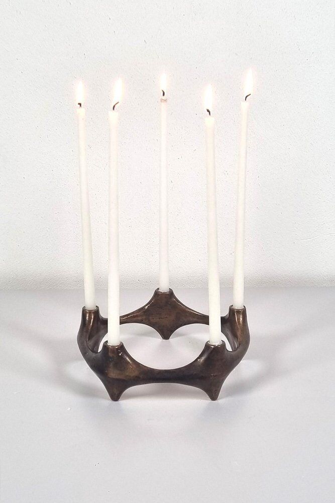 Bronze Brutalist Candle Holder