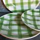 Five dessert plates Orchis-Moulin des Loups vintage checkered décor