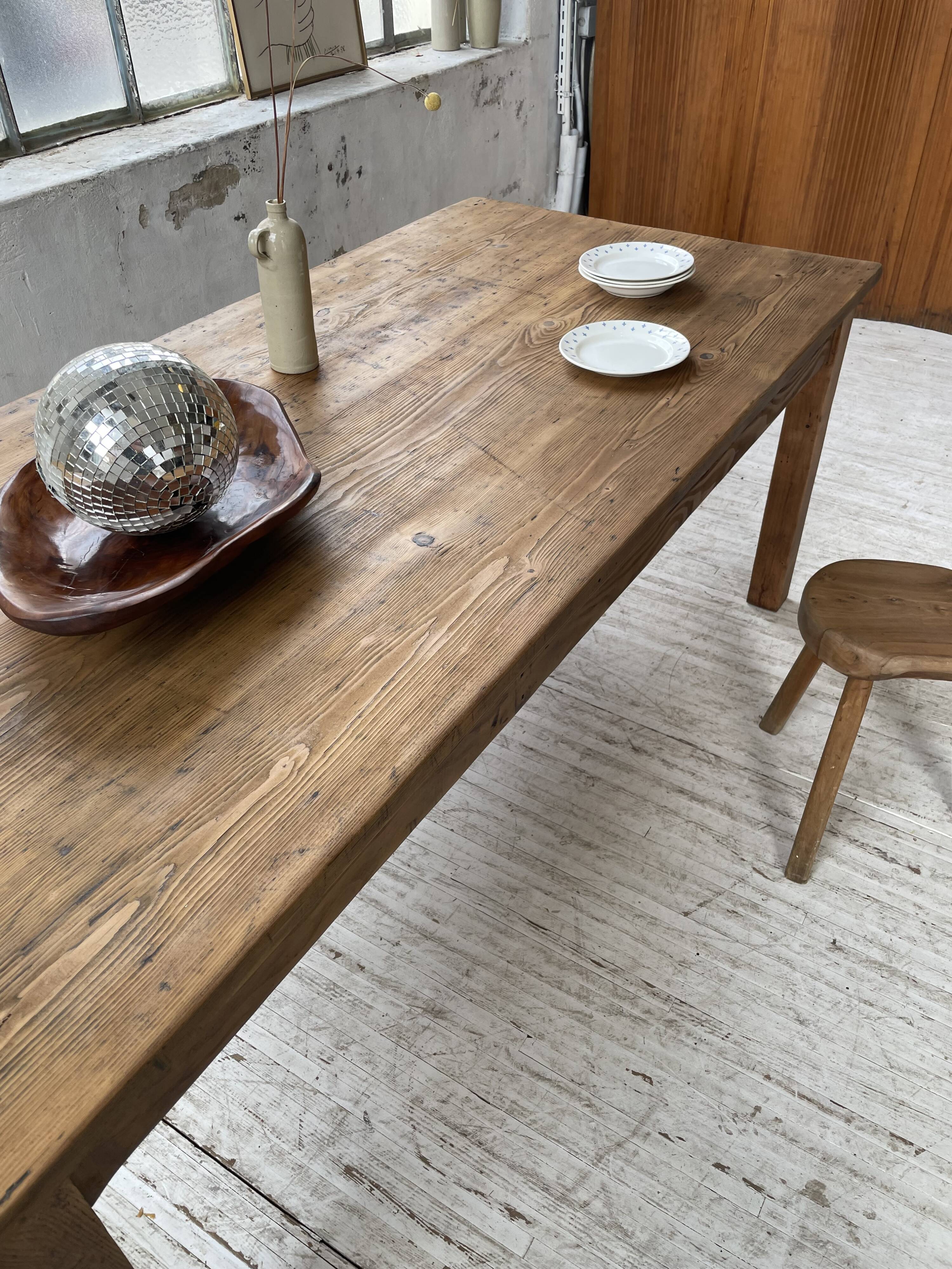 Farmhouse table in elm and pine 2m