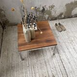 Modernist walnut and chrome coffee table