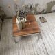 Table basse noyer et chrome moderniste