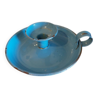 Old cellar rat enamelled metal candlestick