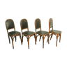 4 art nouveau bentwood and leather dining room chairs from Fischel, c1910