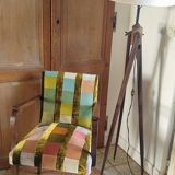 1950s bridge armchair in polychrome velvet patchwork