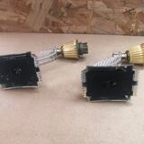 Pair of old golden plastic wall lamp + perspex plexi vintage