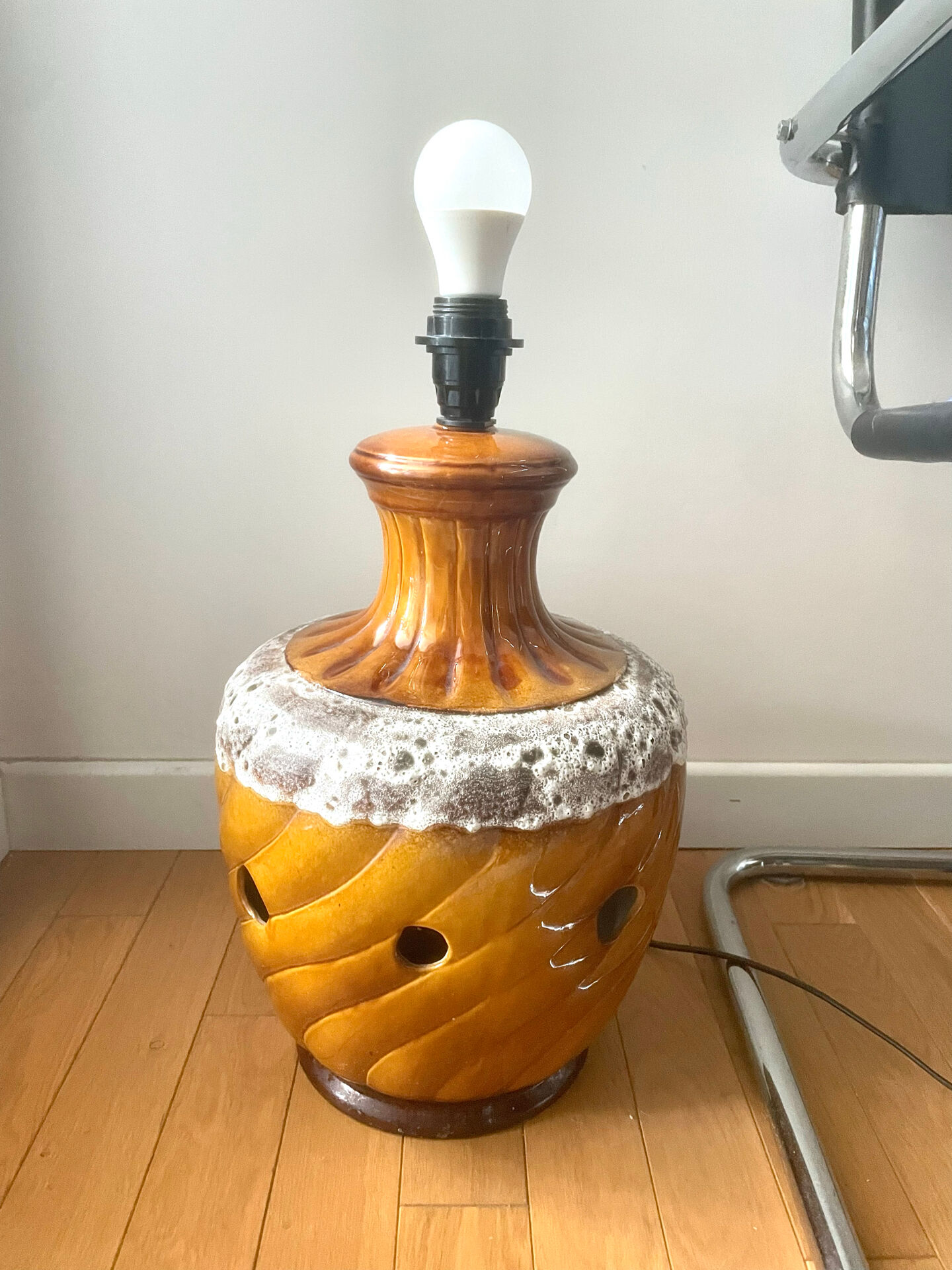 Mid-century perforated ceramic lamp