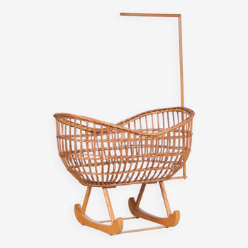 1950s Rattan Cradle from the Netherlands