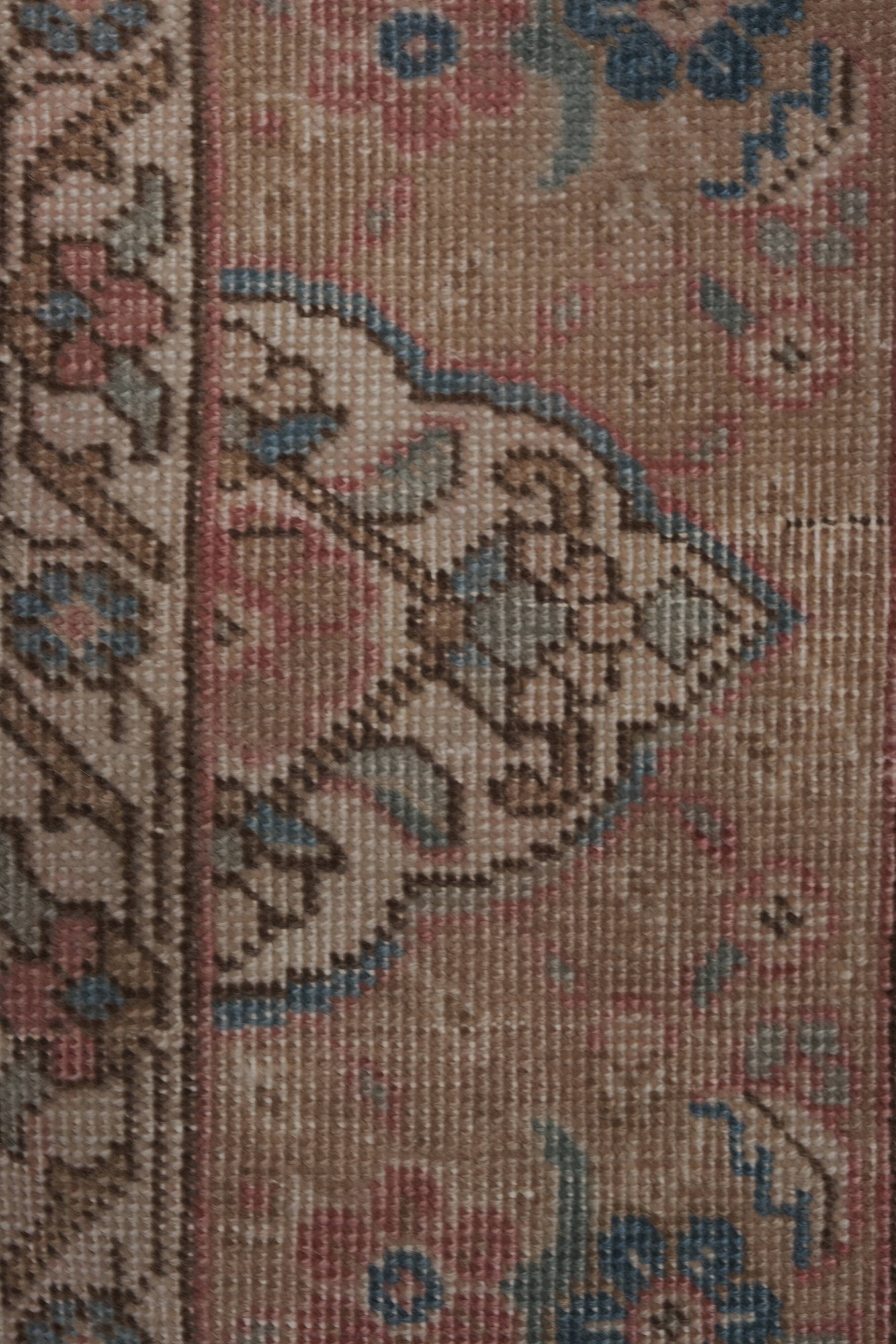 Vintage Handknotted Turkish Unusual Rug with Floral Border 4'5" X 6'4"