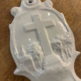 Porcelain holy water font, 19th century.