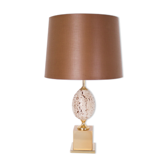 Lamp 'ostrich egg' in travertine