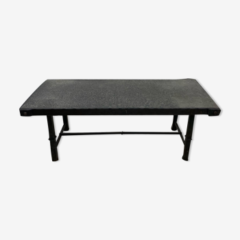 Hammered wrought iron coffee tables and metal sheet decoration