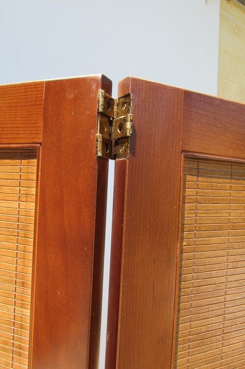 Screen 4 leaves in cherry and bamboo