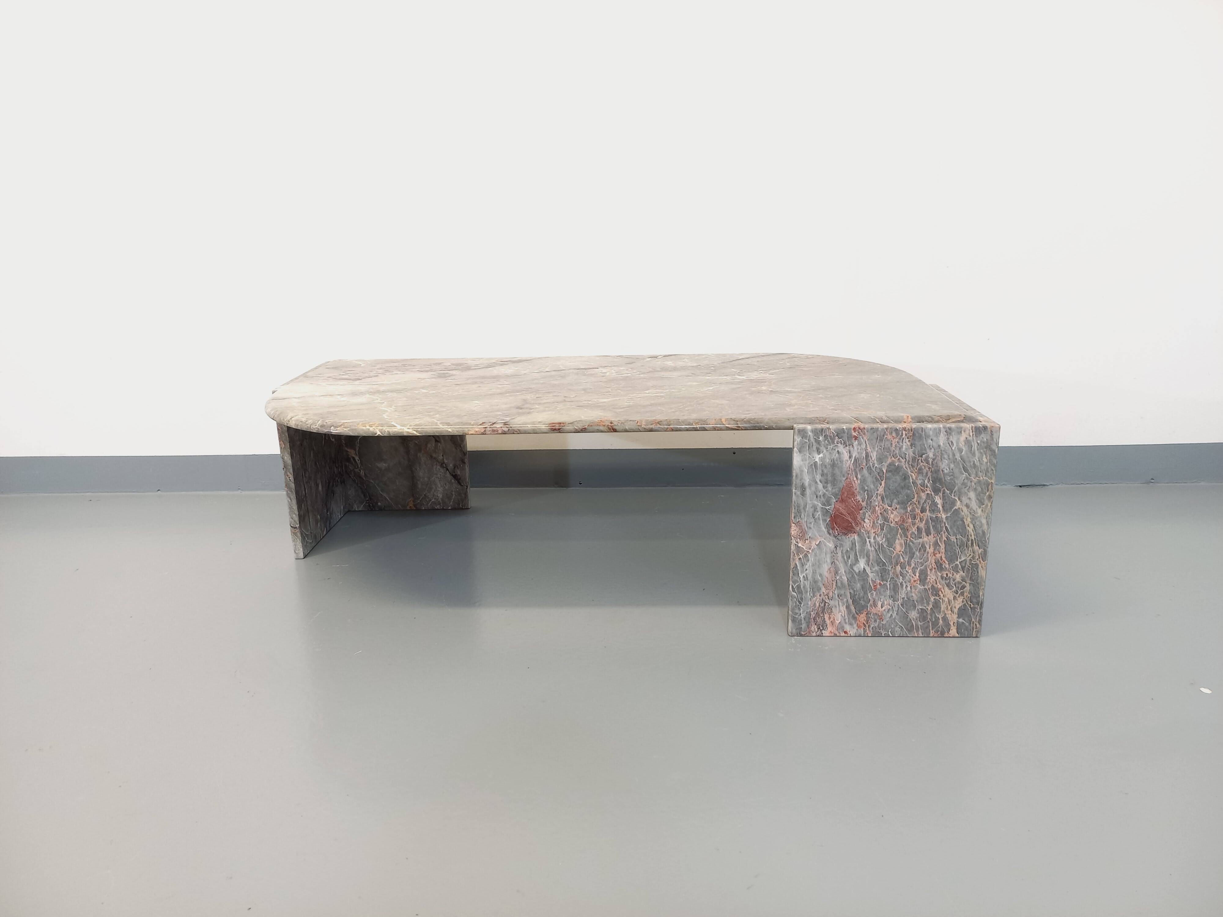 Vintage gray marble coffee table from the 70s