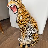 Leopard, Italian sculpture in glazed ceramic.
