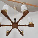 Mid-century wood chandelier  by Inva Litomerice,1970's