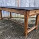 Antique oak farmhouse table with cat bar and 2 end drawers