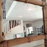 Set of vintage wood mirrors bamboo effect