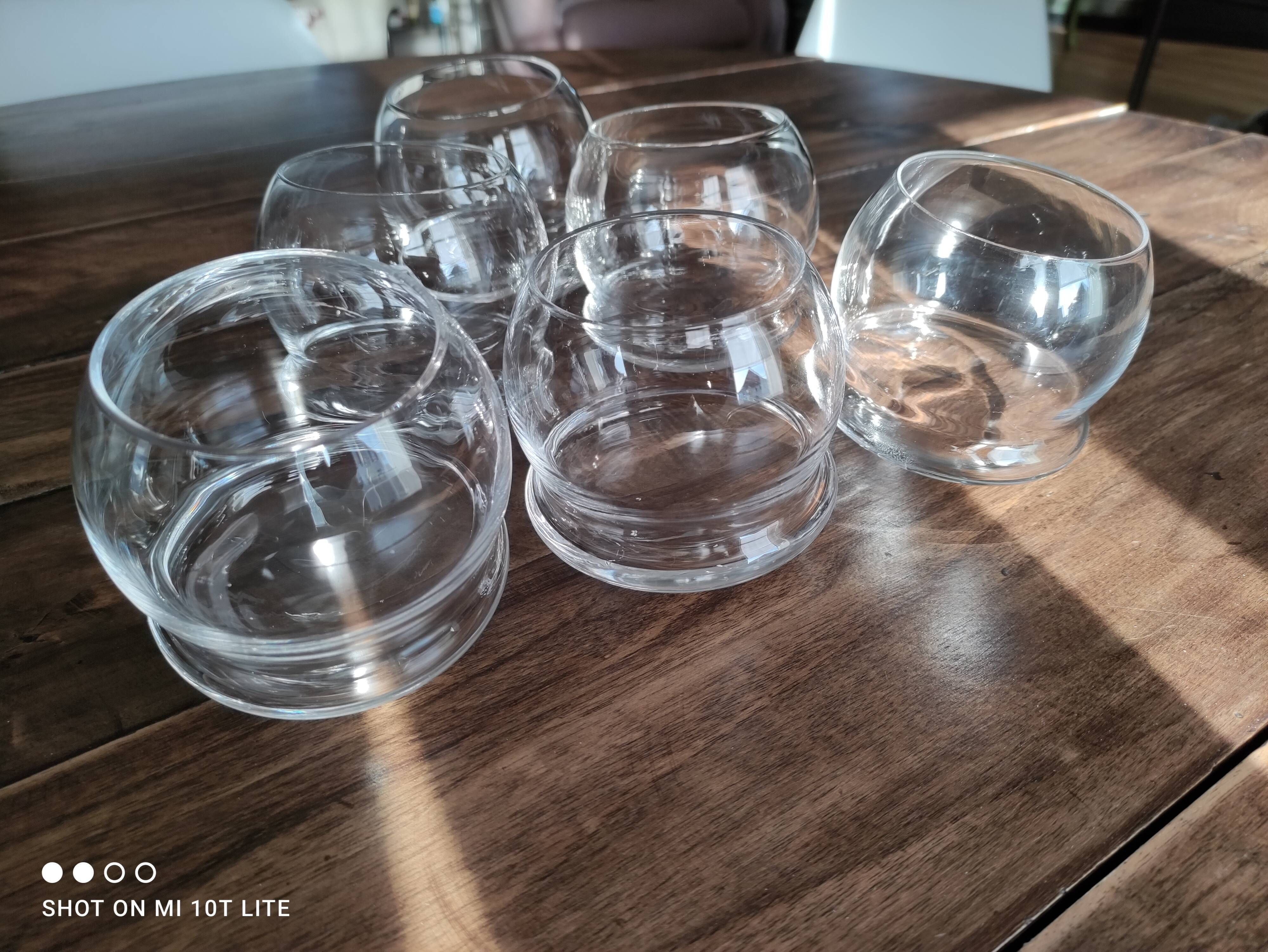 Set of 6 vintage culbuto glass whiskey glasses