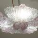 Set of 2 charming vintage Murano glass ceiling lamps, pink