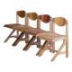 4 vintage canteen chairs in beech, 1980.