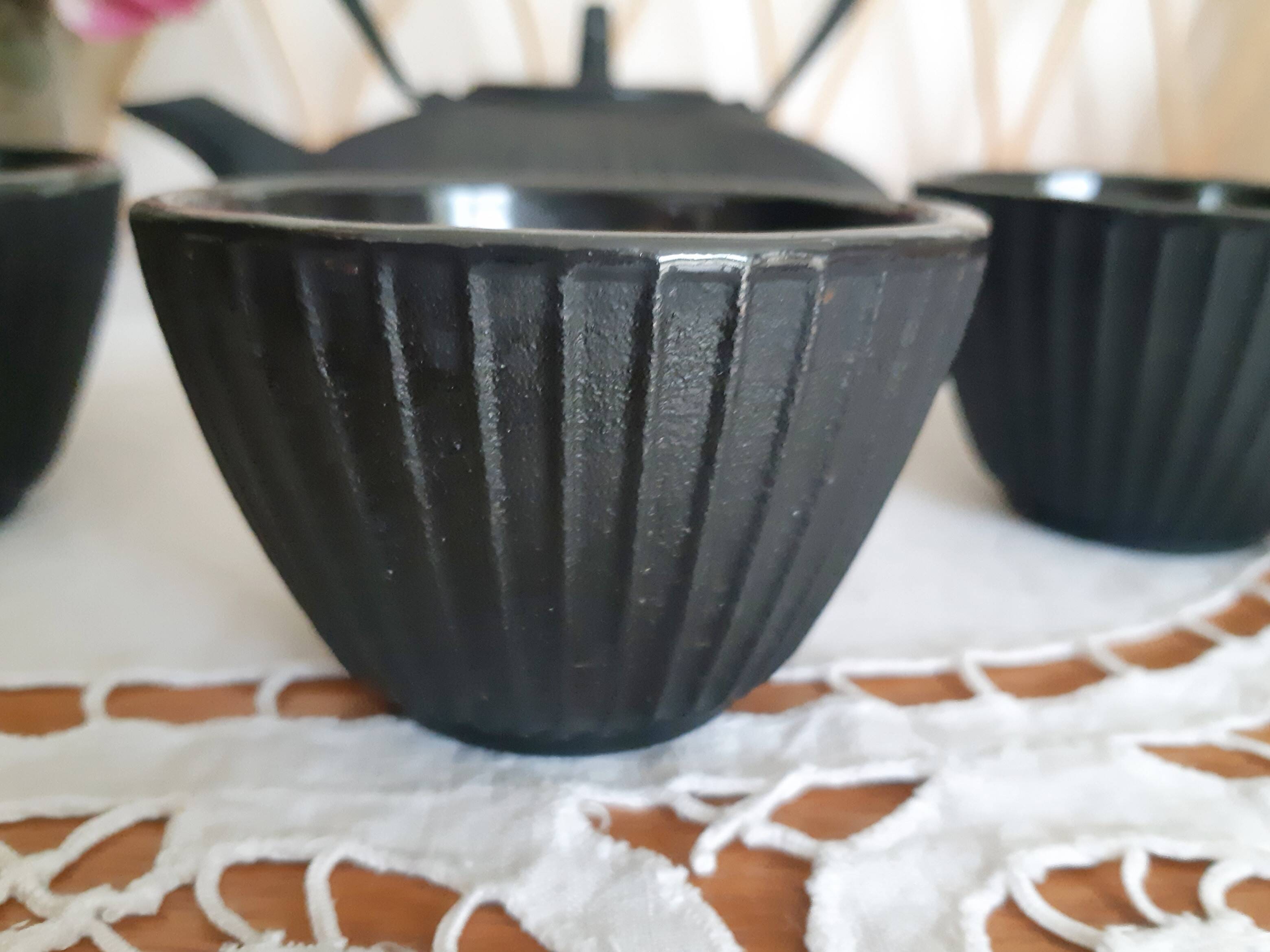 Japanese black cast iron tea set