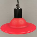 Red UFO glass lamps from the early 90s, Danish and made by Design Light