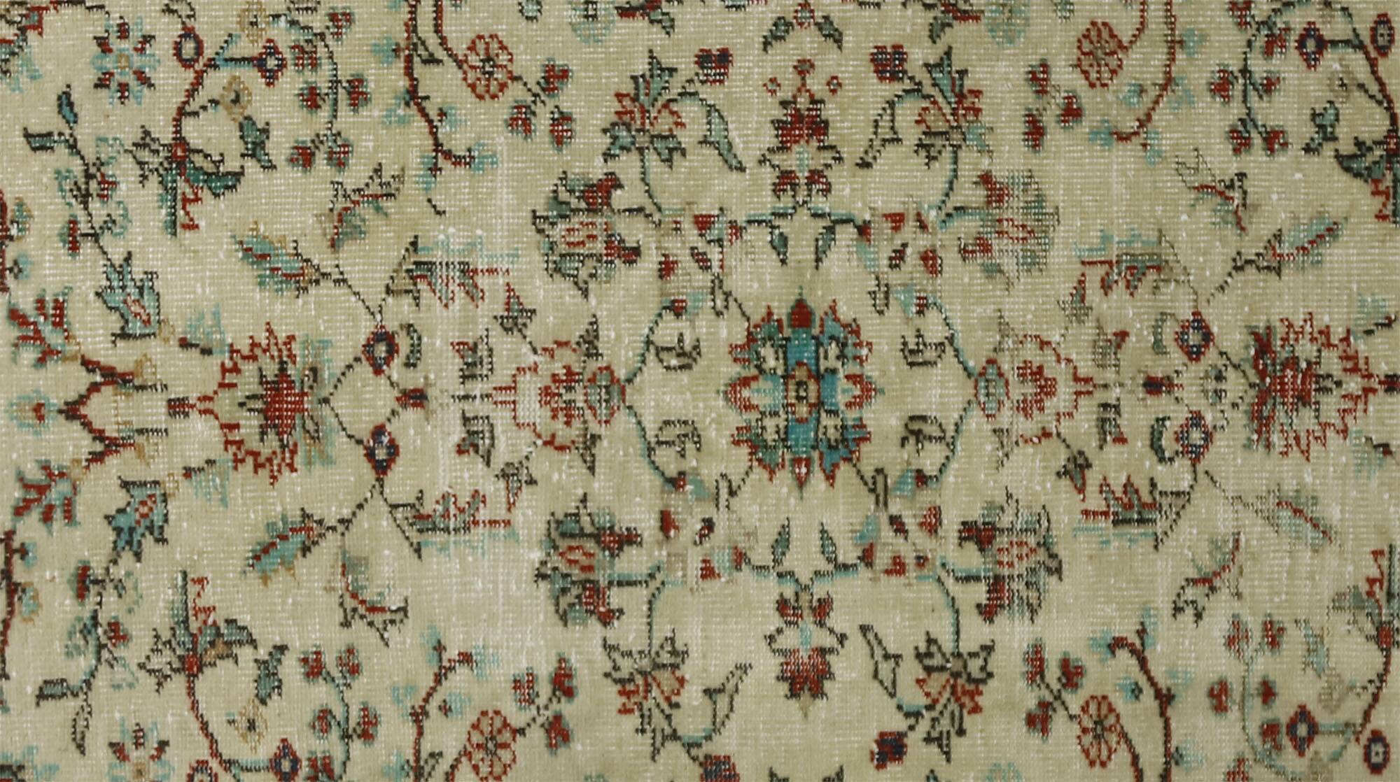 Tapis Vintage Turc – Rouge & Beige – Motifs Floraux – 295 × 178 cm