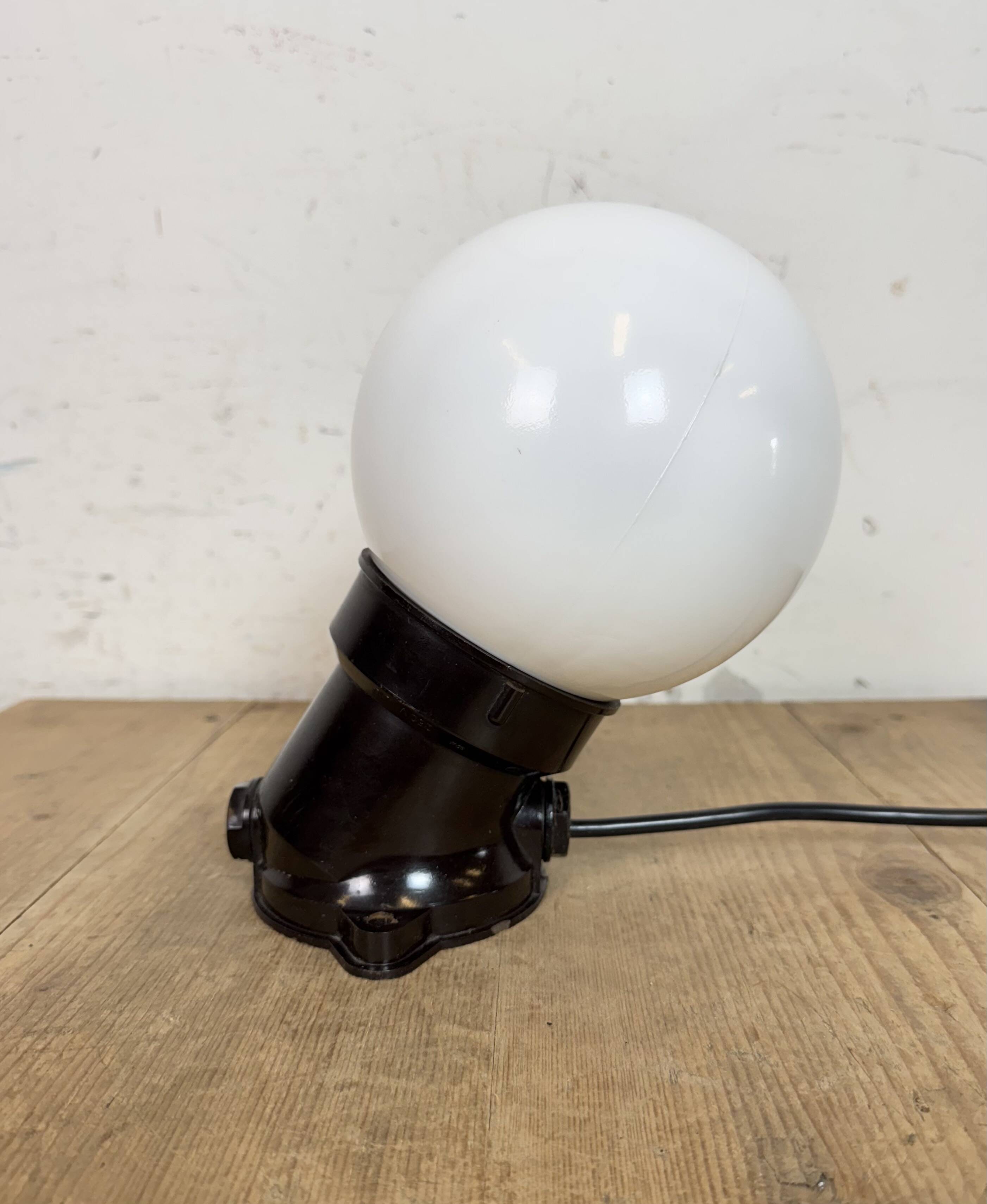 Vintage Brown Bakelite Wall Light with Milk Glass, 1970s