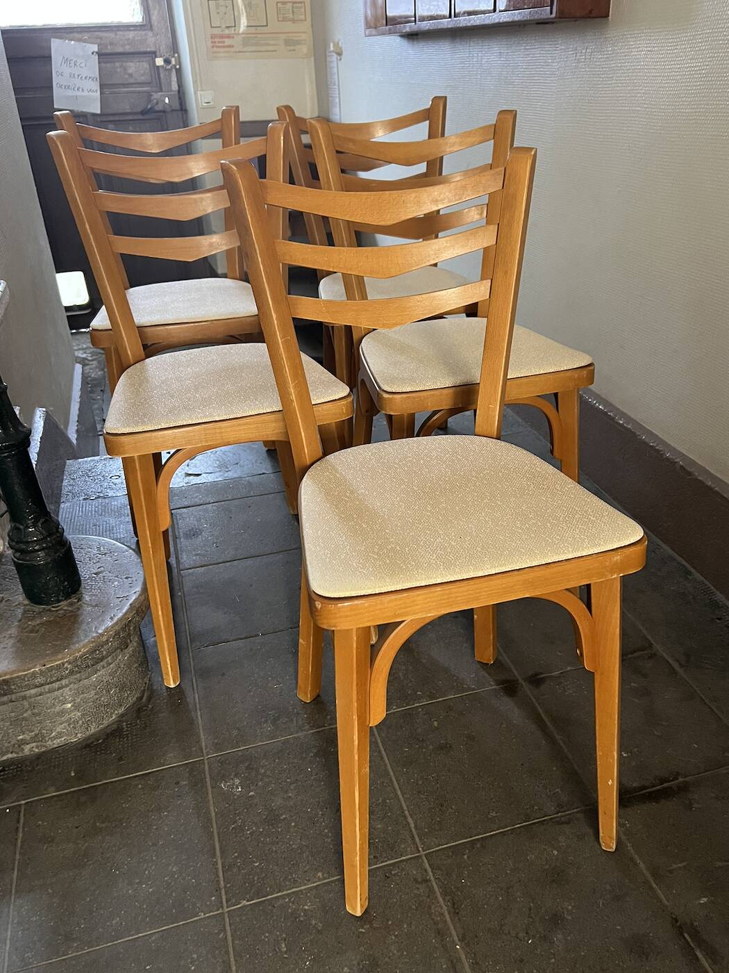 Chaises Baumann Bistrot Vintage Skaï Blanc