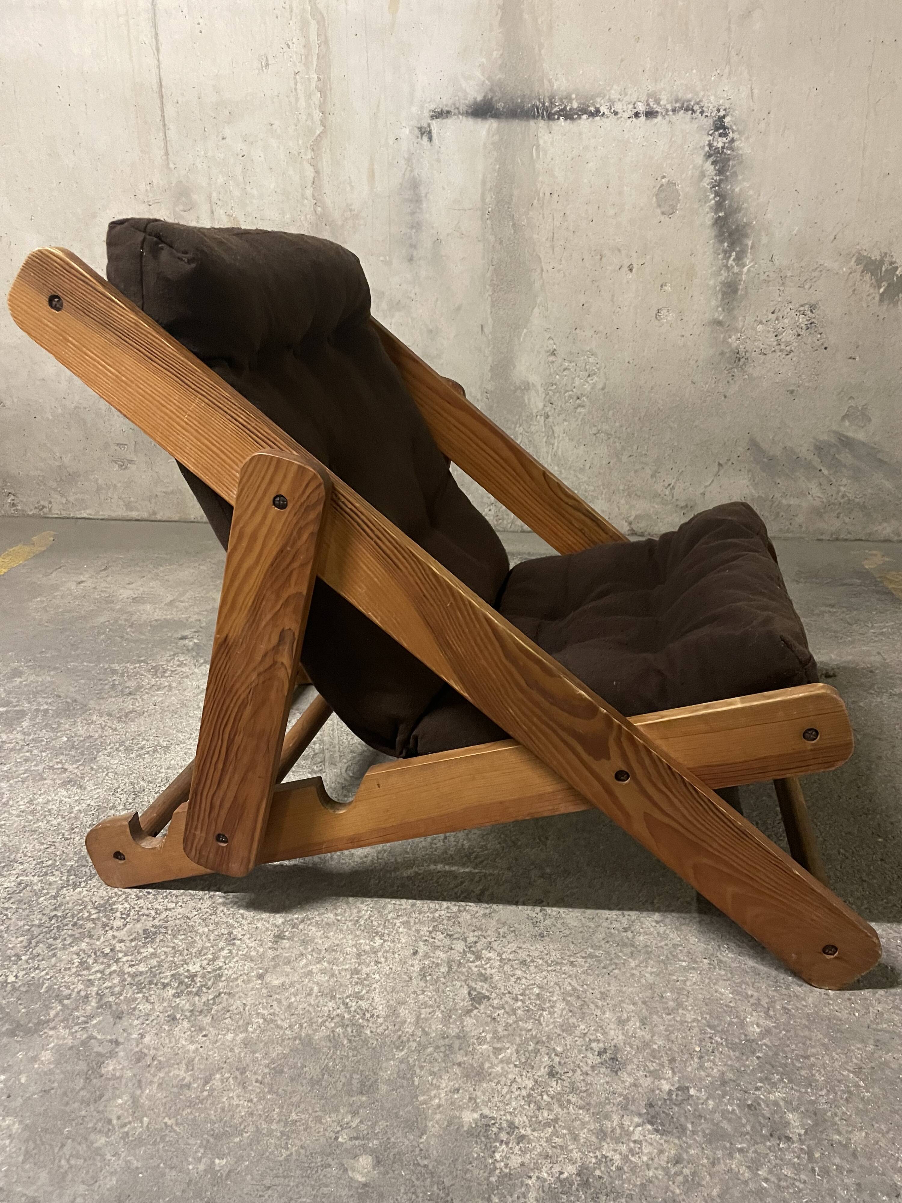 1960s pine folding armchair