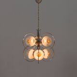 Mazzega Space Age Murano glass chrome plated chandelier, Italy 1970s