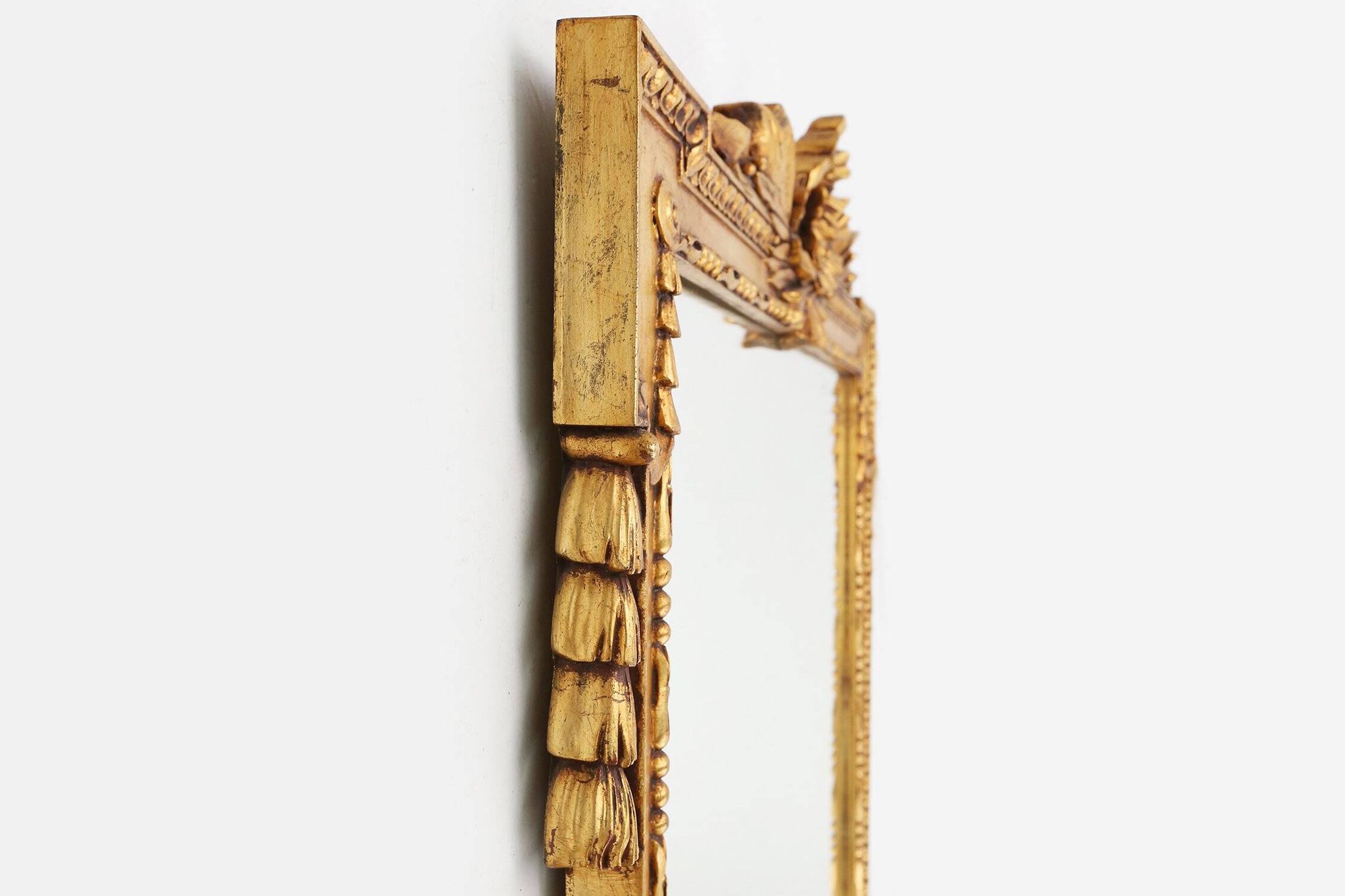 Baroque Gilted Carved Wooden Wall Mirror, Belgium 1950s