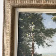 Paysage méditerranéen, vue sur mer, huile sur toile signée