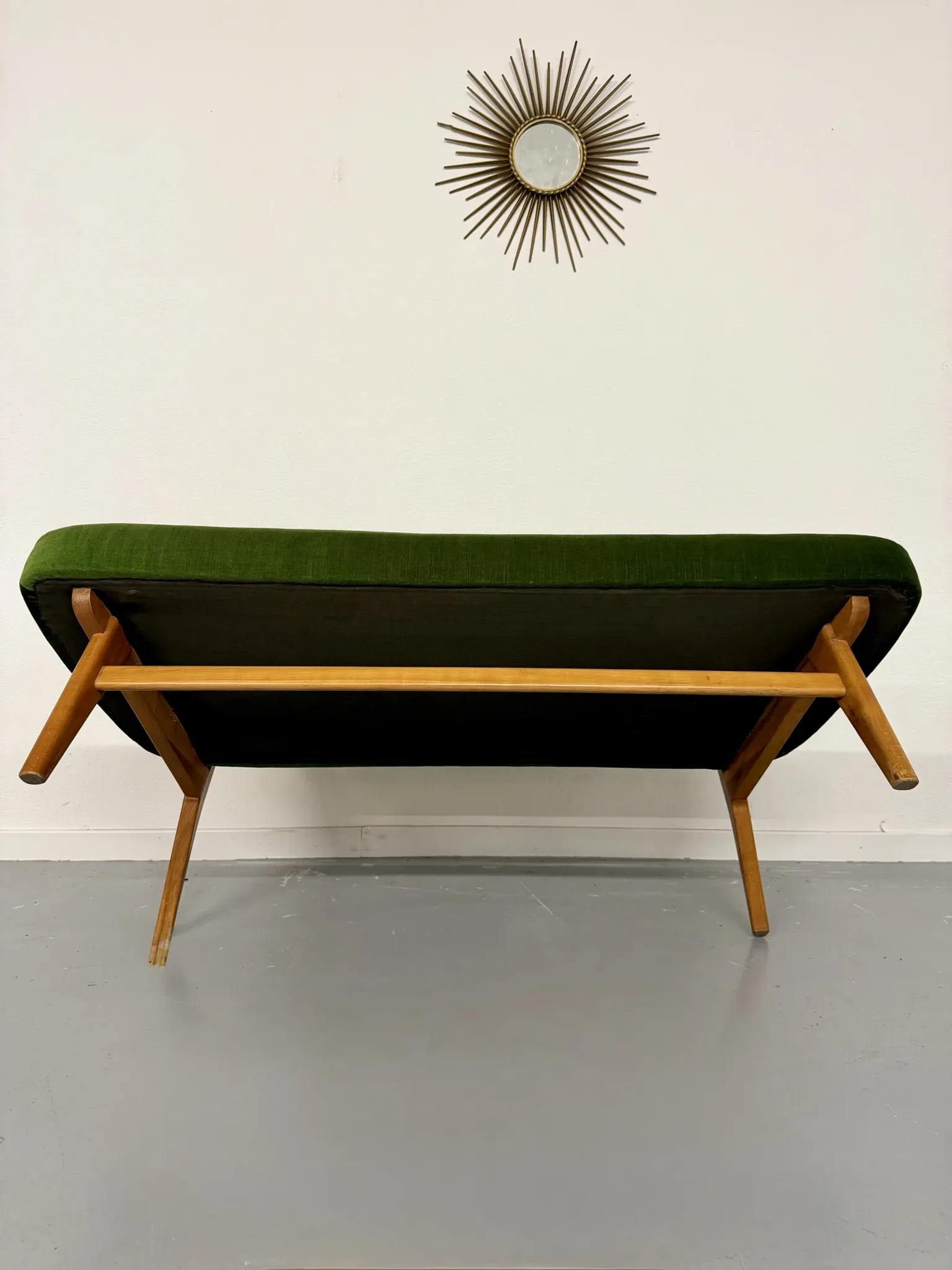 Sofa and armchair designed by Herta-Maria Witzemann, moulded wood, 1960s.