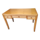 Rattan and varnished pine desk
