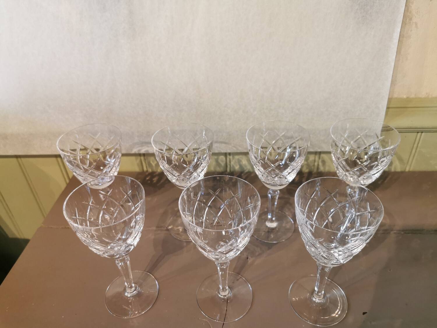 Set of 7 antique cut crystal glasses
