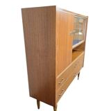 Buffet, meuble bar vitré vintage en bois